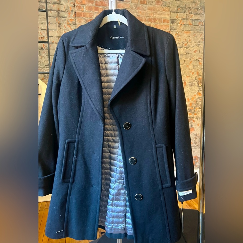 Black Calvin Klein wool coat